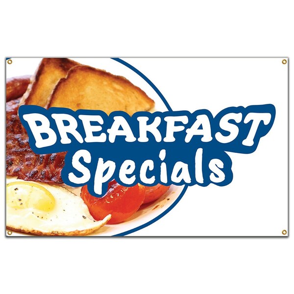 Breakfast Specials Banner Heavy Duty 13 Oz Vinyl with Grommets